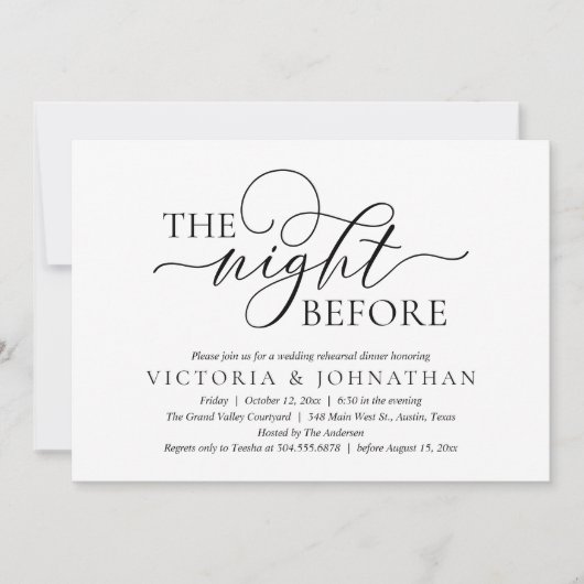 The Night Before, Wedding Rehearsal Dinner Party Kaart (Voorkant)