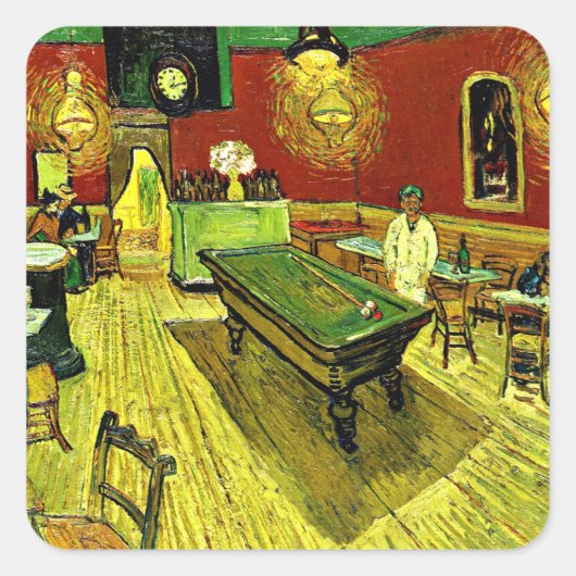The Night Cafe door Vincent van Gogh, Vierkante Sticker (Voorkant)