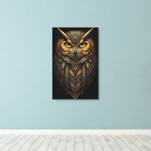 The Night Guardian – Abstract Owl with African  Canvas Afdruk (Insitu (Houten vloer))