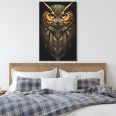 The Night Guardian – Abstract Owl with African  Canvas Afdruk (Insitu (Slaapkamer))
