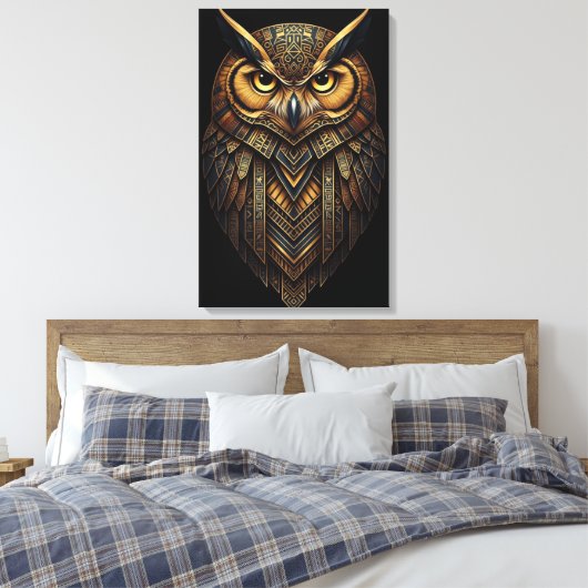 The Night Guardian – Abstract Owl with African  Canvas Afdruk (Insitu (Slaapkamer))