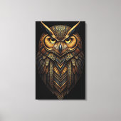 The Night Guardian – Abstract Owl with African  Canvas Afdruk (Voorkant)