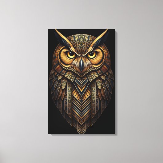 The Night Guardian – Abstract Owl with African  Canvas Afdruk (Voorkant)