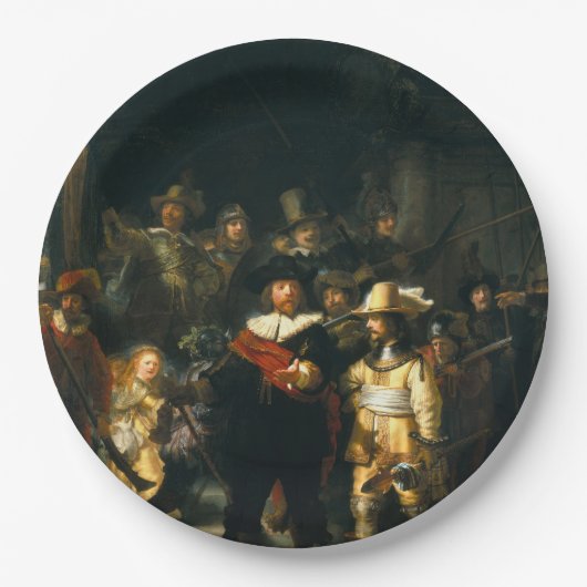 The Night Watch - Rembrandt Papieren Bordje (Voorkant)