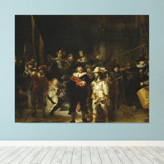 The Night Watch, Rembrandt van Rijn Canvas Afdruk (Insitu (Houten vloer))