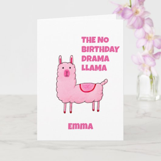 The No Birthday Drama Llama Kaart (Orchidee)