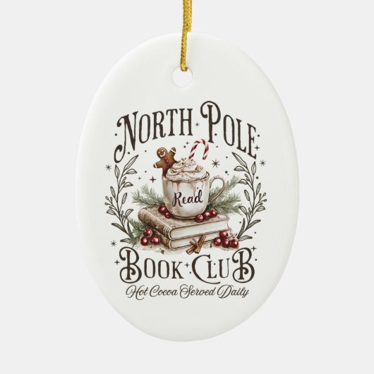 The North Pole Book Club Oval Christmas Ornament (Voorkant)
