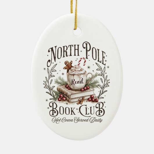 The North Pole Book Club Oval Christmas Ornament (Achterkant)