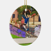 The Nosedive Landing - Scooter Rider Trick Keramisch Ornament (Rechts)