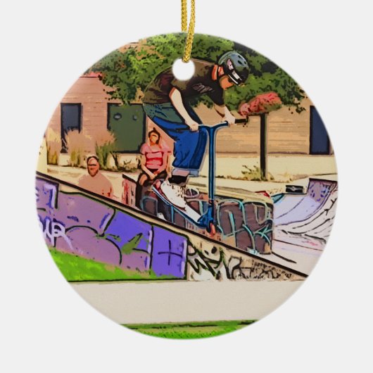 The Nosedive Landing - Scooter Rider Trick Keramisch Ornament (Voorkant)