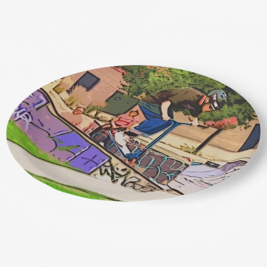 The Nosedive Landing - Scooter Rider Trick Papieren Bordje (Gekanteld)