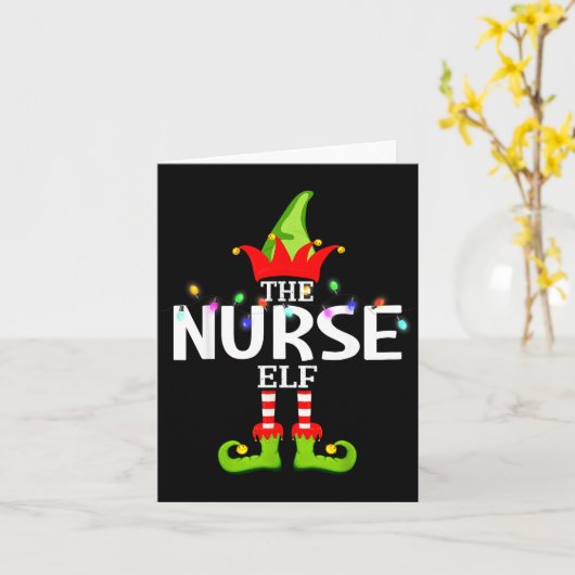 The Nurse Elf Christmas Matching Pajamas  Kaart (Gele Bloem)
