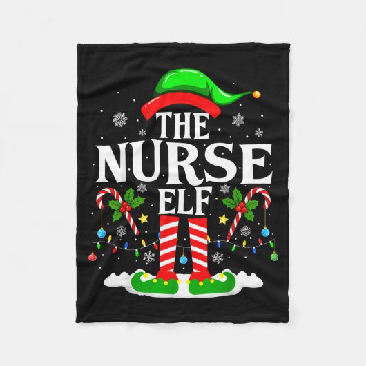 The Nurse Elf Christmas Nursing Funny Rn Christmas Fleece Deken (Voorkant)