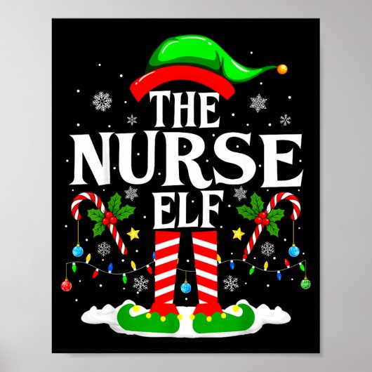The Nurse Elf Christmas Nursing Funny Rn Christmas Poster (Voorkant)