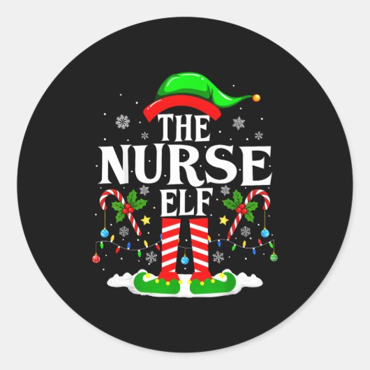 The Nurse Elf Christmas Nursing Funny Rn Christmas Ronde Sticker (Voorkant)