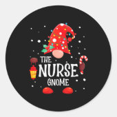 The Nurse Gnome Matching Family Christmas Gnome Pa Ronde Sticker (Voorkant)