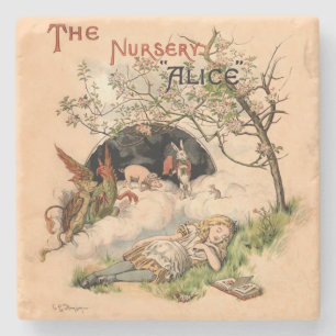 The Nursery Alice 1890 Antieke Wonderland Omslag Stenen Onderzetter