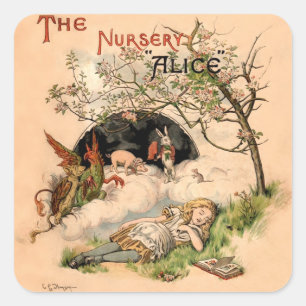 The Nursery Alice 1890 Antieke Wonderland Omslag Vierkante Sticker