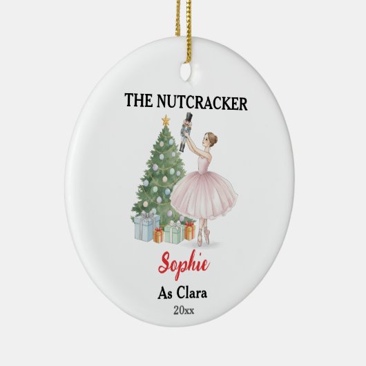 The Nutcracker Ballerina Custom Name & Role Keramisch Ornament (Rechts)