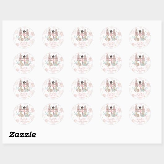 The Nutcracker Ballet Blush Pink 1st Birthday Ronde Sticker (Vel)