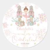The Nutcracker Ballet Blush Pink Winter Onederland Ronde Sticker (Voorkant)