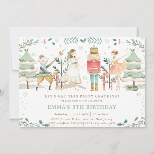 The Nutcracker Ballet Kerstfeest Party Kaart (Voorkant)