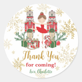 The Nutcracker Ballet Red Green Christmas Favor Ronde Sticker