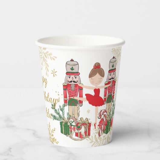 The Nutcracker Ballet Red Green Gold Christmas Papieren Bekers (Achterkant)