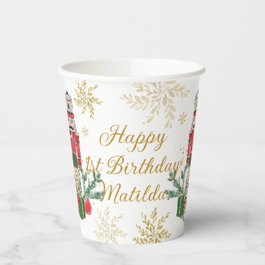 The Nutcracker Ballet Red Green Gold Christmas Papieren Bekers (Links)