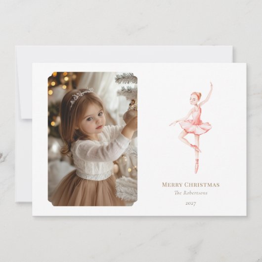 The Nutcracker Christmas Ballerina Photo Card  Feestdagenkaart (Voorkant)