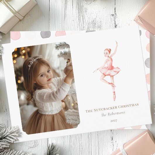 The Nutcracker Christmas Ballerina Photo Card Feestdagenkaart