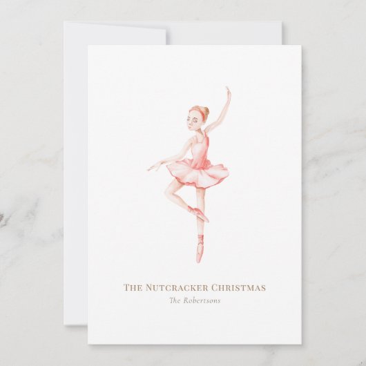 The Nutcracker Christmas Ballerina Watercolor Kaart (Voorkant)
