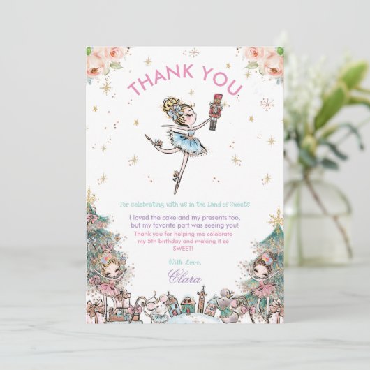 The Nutcracker kerstballet Birthday Party Bedankkaart (Staand voorkant)