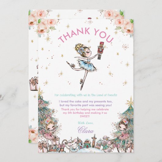 The Nutcracker kerstballet Birthday Party Bedankkaart (Voorkant / Achterkant)