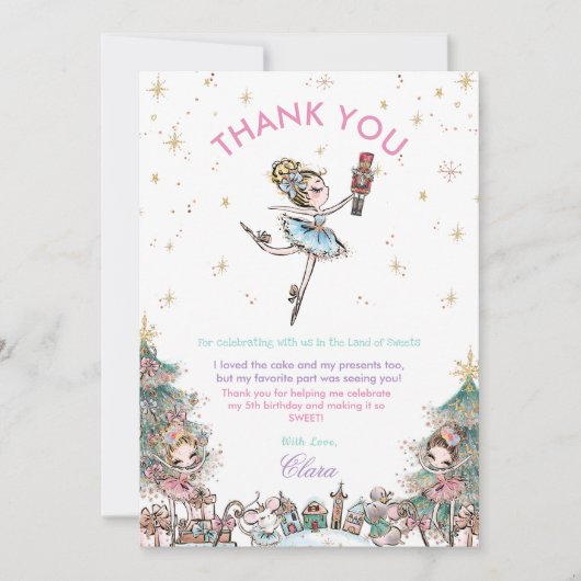 The Nutcracker kerstballet Birthday Party Bedankkaart (Voorkant)