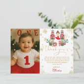 The Nutcracker Winter Onederland 1st Birthday  Bedankkaart (Staand voorkant)