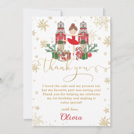 The Nutcracker Winter Onederland 1st Birthday  Bedankkaart (Voorkant)