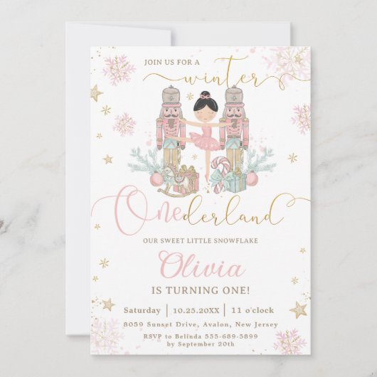 The Nutcracker Winter Onederland 1st Birthday Kaart (Voorkant)