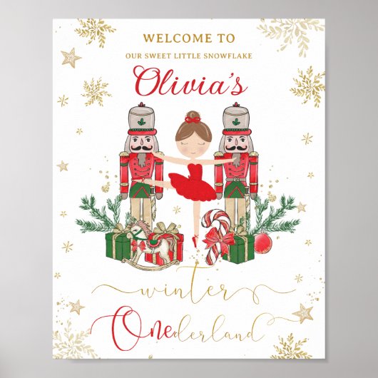 The Nutcracker Winter Onederland 1st Birthday Red  Poster (Voorkant)