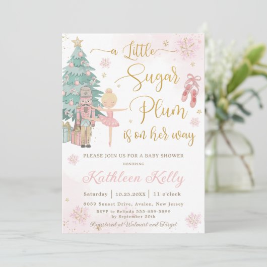 The Nutcracker Winter Wonderland Girl Baby Shower Kaart (Staand voorkant)