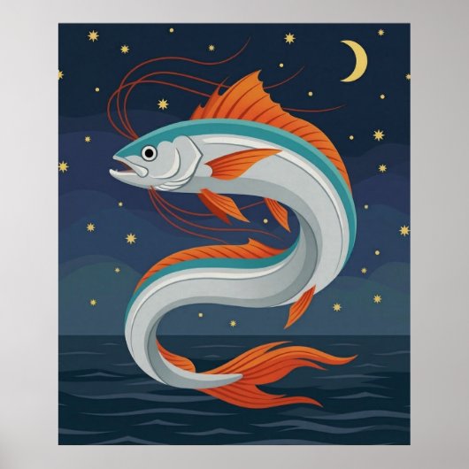 The Oarfish Tarot Card Poster with Crescent Moon a (Voorkant)