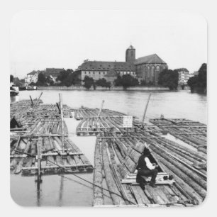 The Oder at Breslau Poland, c.1910 Vierkante Sticker