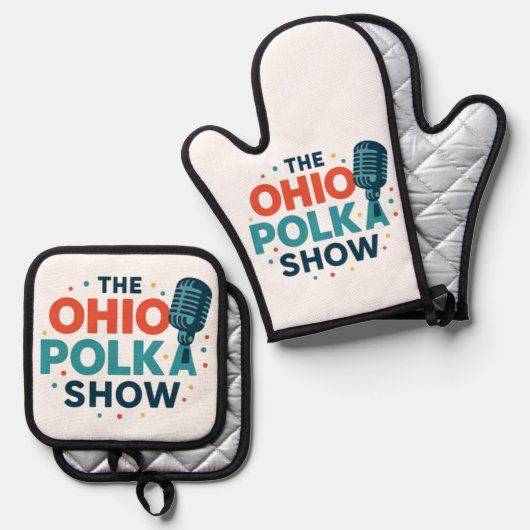 The OHIO Polka Show Oven Mitt and Pot Holder Set (Voorkant / Achterkant)