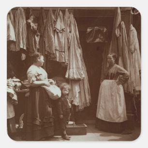 The Old Clothes Shop, Seven Dials uit 'Street Li' Vierkante Sticker