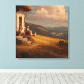 The Old Lady and Her Dog Canvas Afdruk (Insitu (Houten vloer))