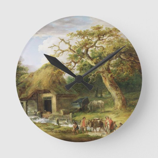 The Old Water Mill, 1790 (olie op canvas) Ronde Klok (Voorkant)