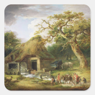 The Old Water Mill, 1790 (olie op canvas) Vierkante Sticker