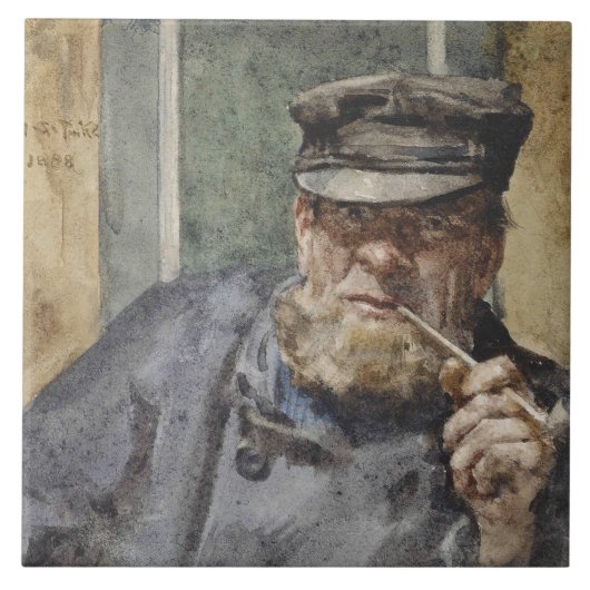 The Old Zee Dog (door Henry Scott Tuke) Tegeltje (Voorkant)