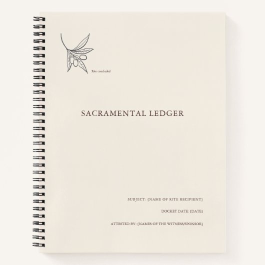 The Olive Branch- Minimalist Sacramental Notebook  Notitieboek (Voorkant)