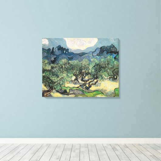 The Olive Trees,1889, Vincent van Gogh Canvas Afdruk (Insitu (Houten vloer))